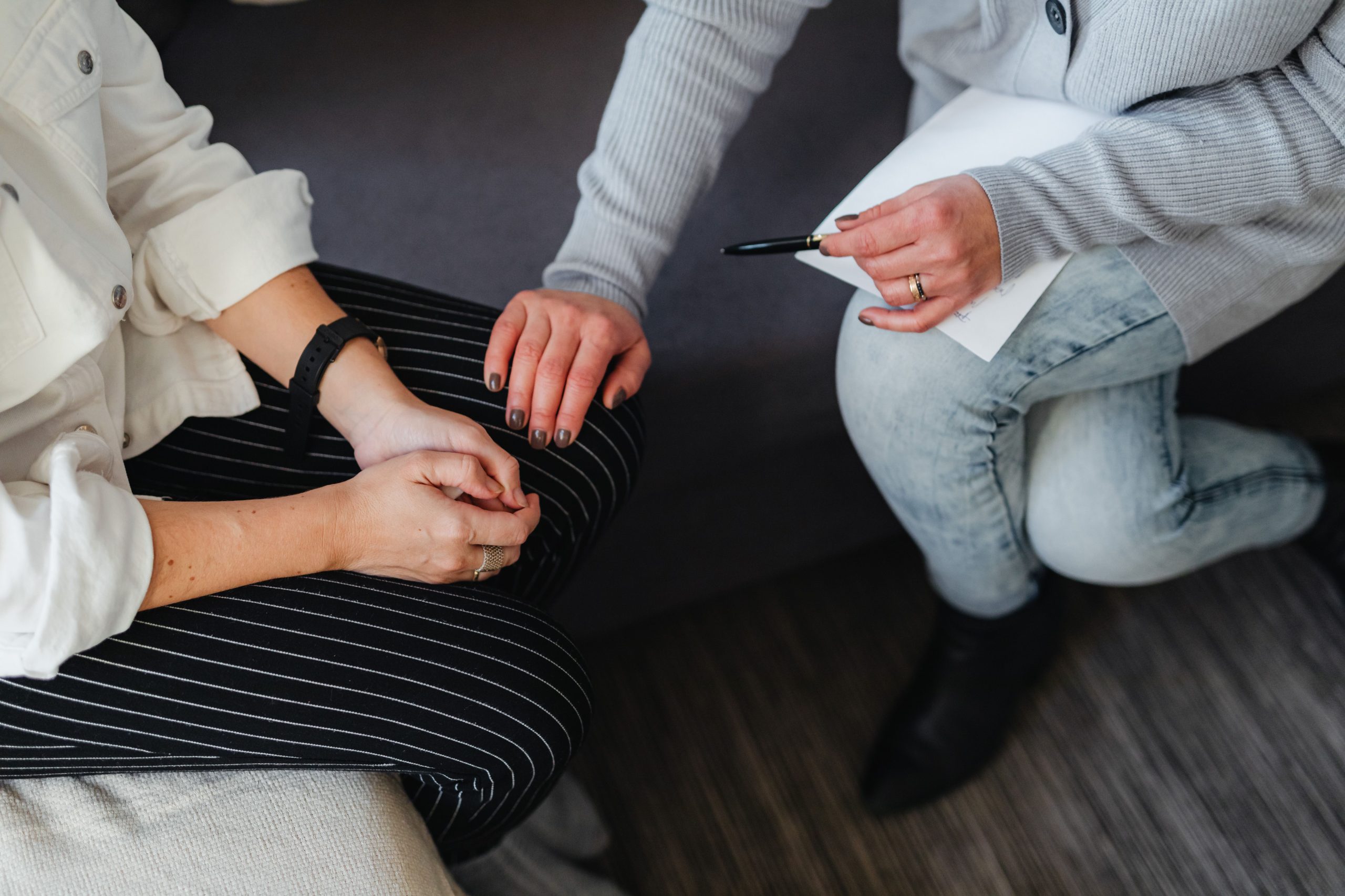 Two people in conversation during a counseling session